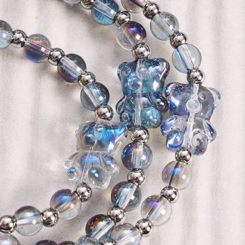 Einhorn Blau | Silber | Schimmerndes Bärenarmband